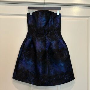 NWT H&M strapless, blue and black iridescent dress size 10
